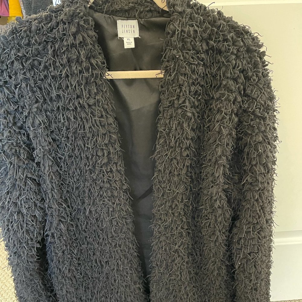 Peyton Jensen Black Furry Coat